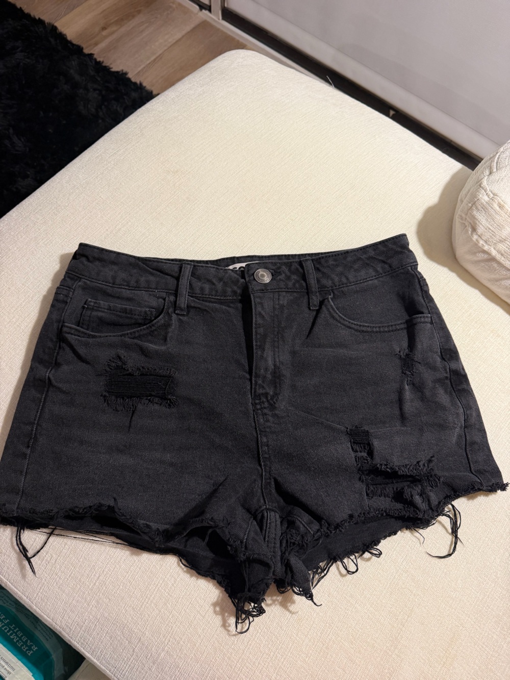 SO Black Distressed High-Rise Denim Shorts
